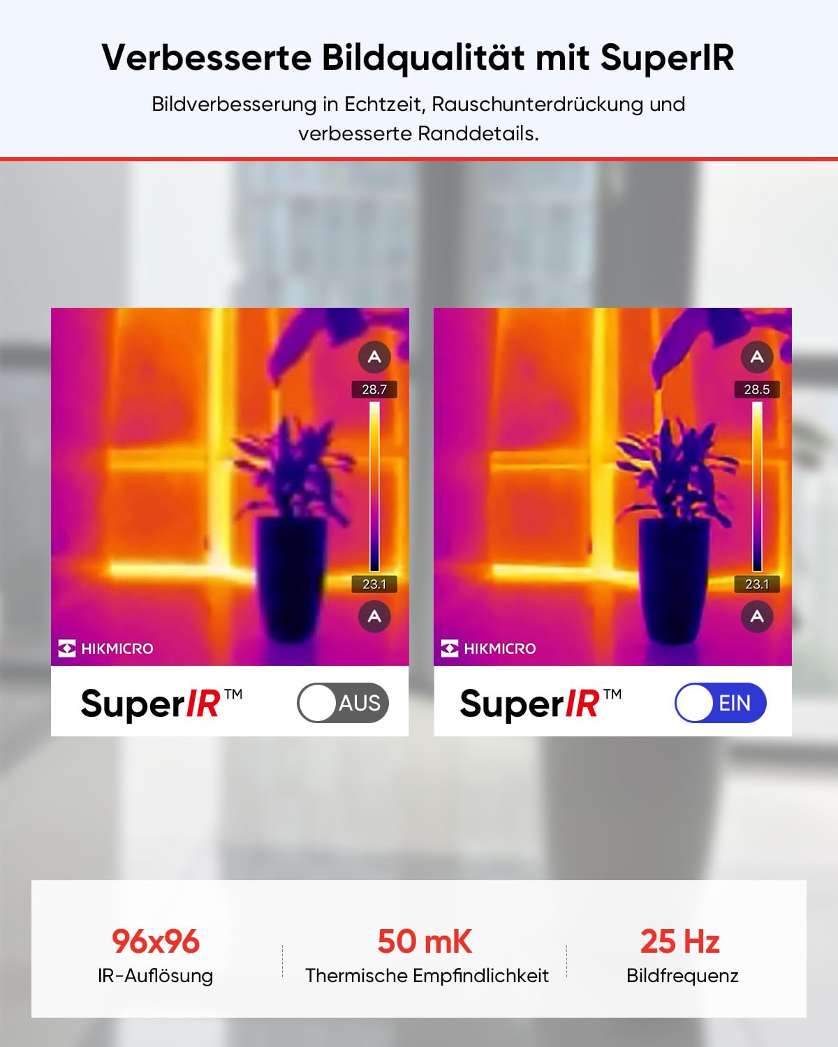 HIKMICRO Minie Wärmebildkamera - iOS/Android, 192×192 SuperIR Bildverbesserung, 25Hz, für Smartphone/Tablet, USB-C/Lightning(unterstützt iPhone 15/16/17)