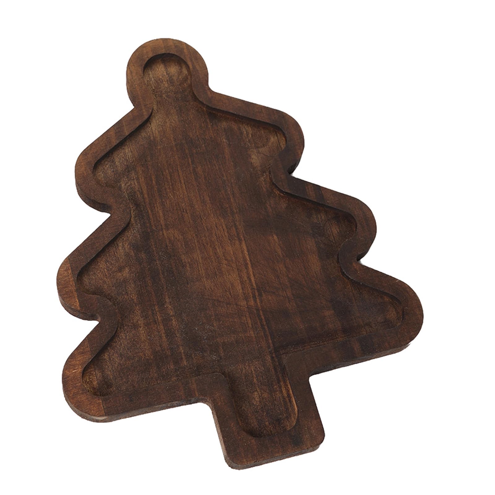 Christmas Tree Shape Wooden Serving Platter Multi Compartment Snacks Natural Materials Holiday Decoration for Parties Holiday Serving Platter with Compartments