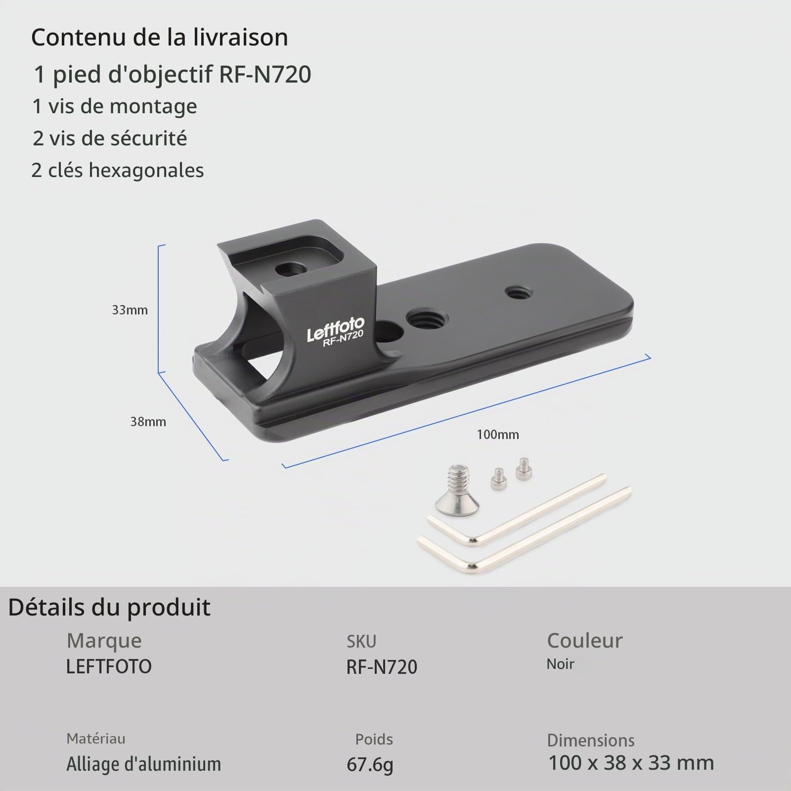 Leftfoto Pied d'objectif de rechange pour objectif Nikon AF-S Nikkor 70-200 mm f/2.8E FL ED VR - Style Arca-Swiss