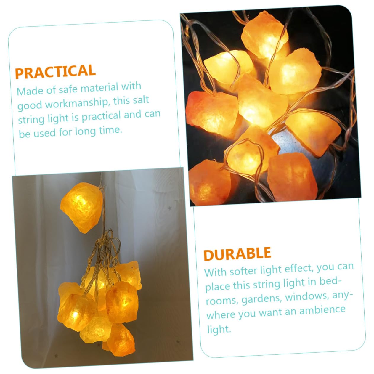 Lampada Stringa Decorativa in Pietra Arancia 10 LED, Luce Soffusa | Effetto Morbido, Luce D’Ambiente, per Caffè e Feste, Atmosfera Serale Accogliente