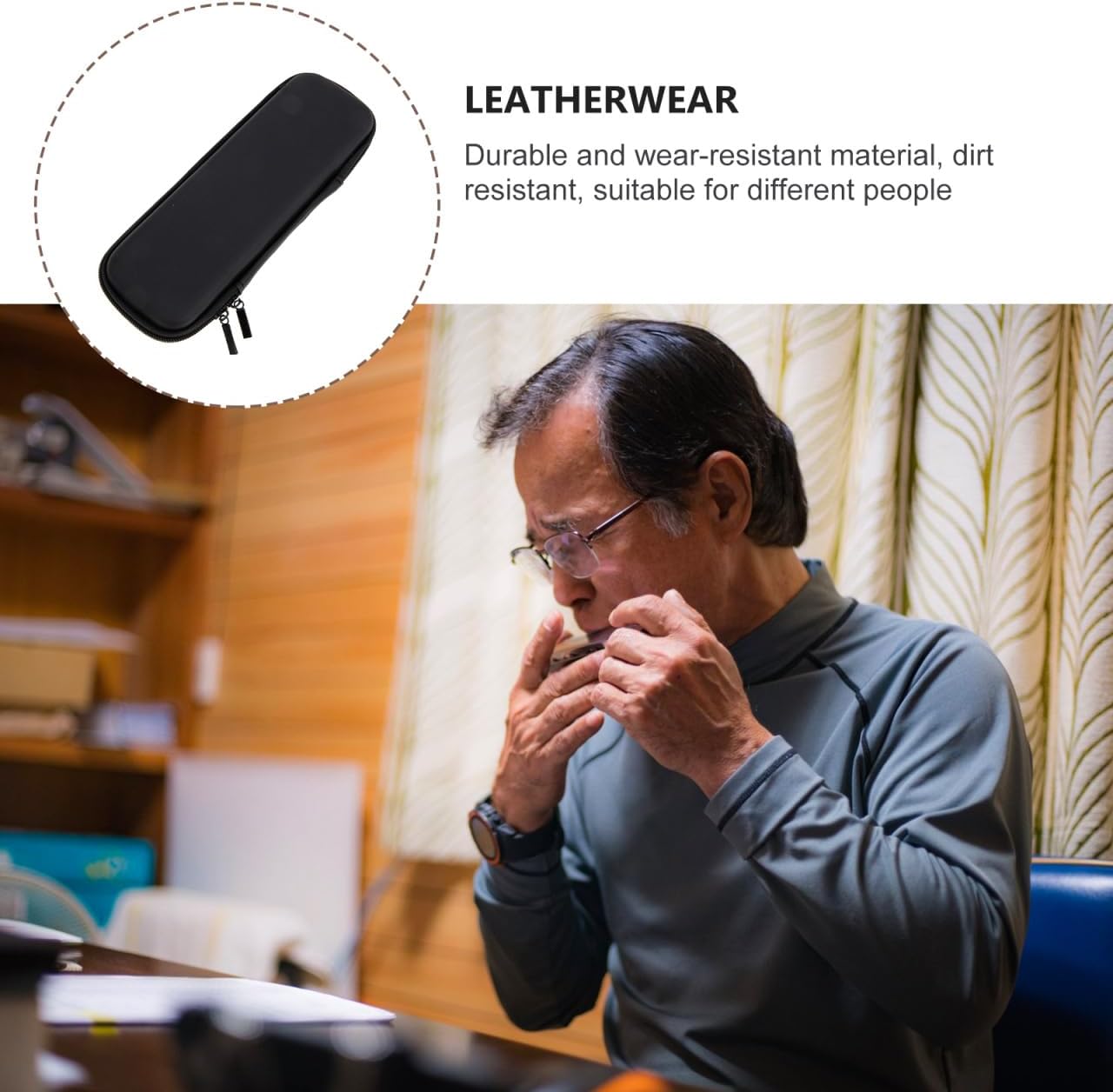 Single Harmonica Case Storage Bag: Harmonica Carrying Case Hard Shell Zipper Pouch Musical Instrument Accessories