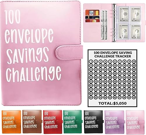 Carpeta de desafío de 100 días, forma fácil y divertida de ahorrar $5,050, carpeta de presupuesto con sobres de efectivo, planificador de