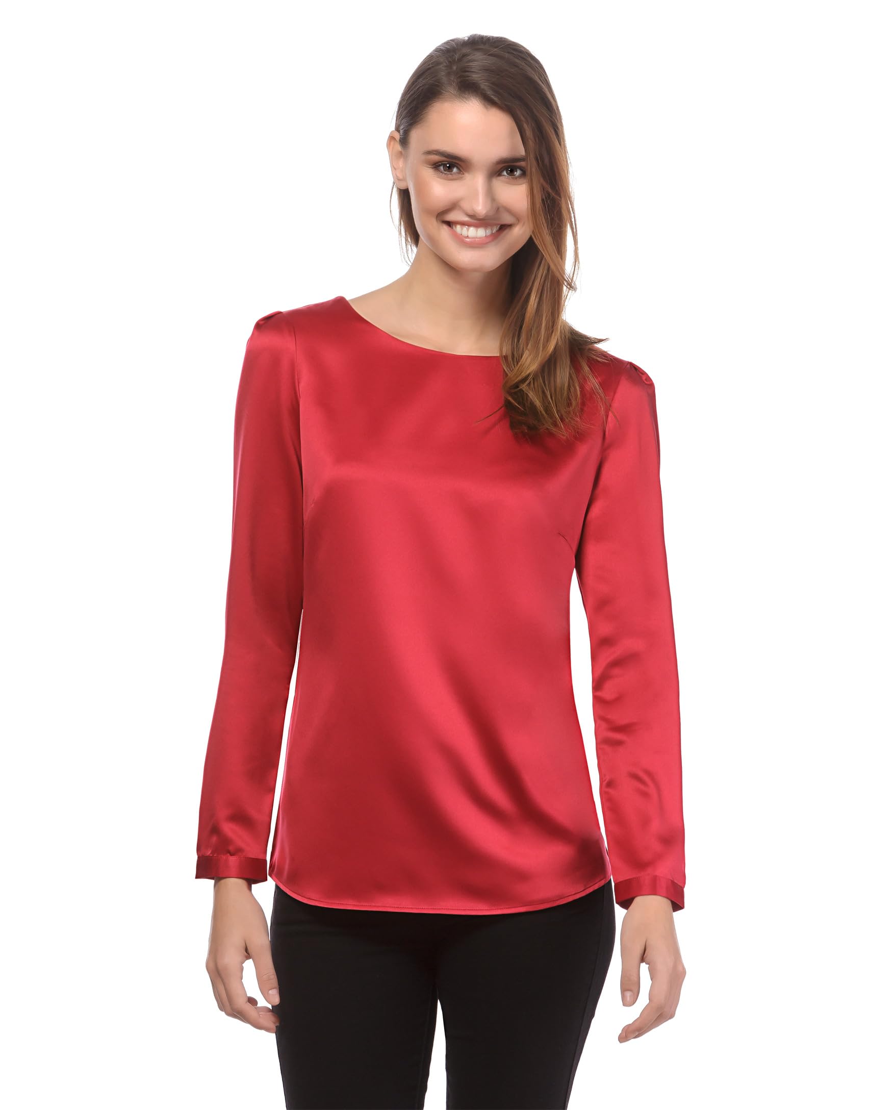 Vincenzo Boretti Bluse, leicht tailliert, Rundhals