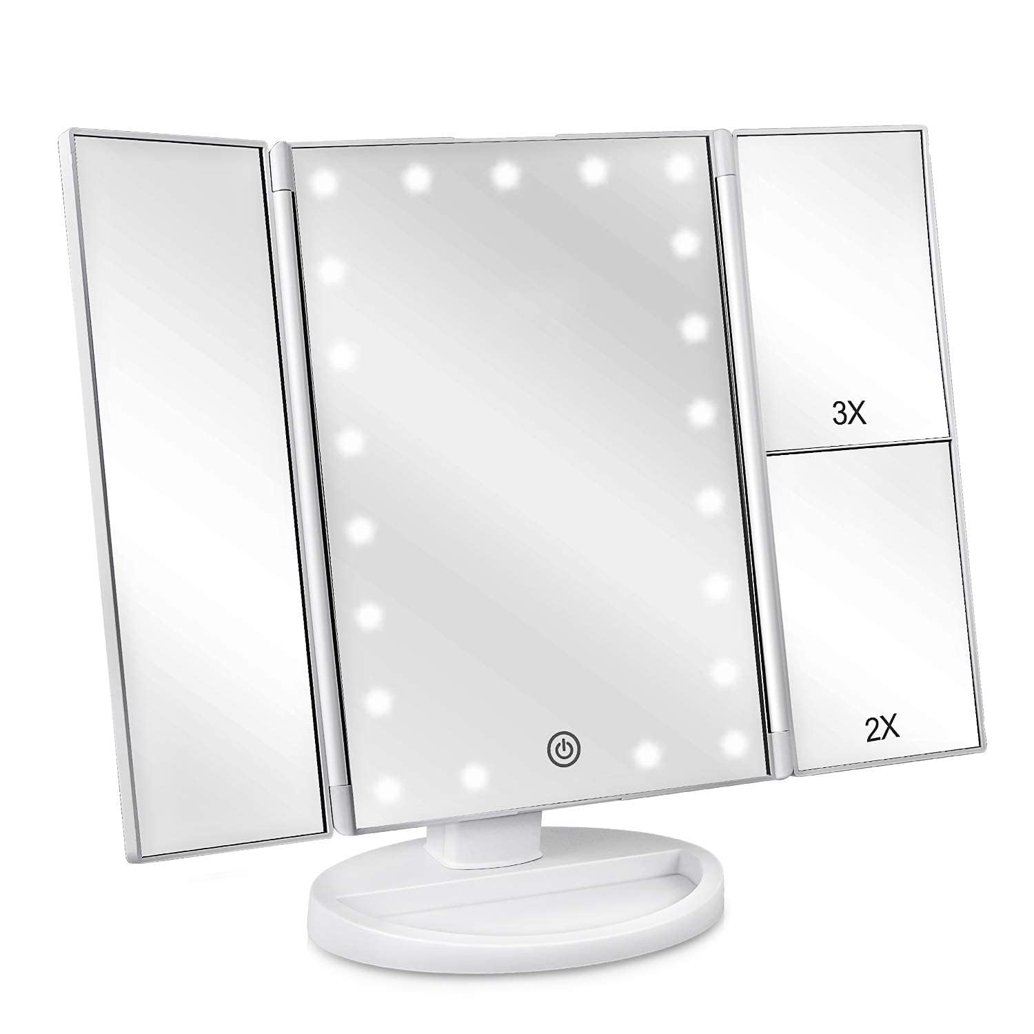 Firelex Makeup Mirror Vanity Mirror with Adjustable Light,2X 3X 10X Magnification Trifold Makeup Mirror with 22 LED Lights,Cosmetic Mirror for Home and Beauty Salon