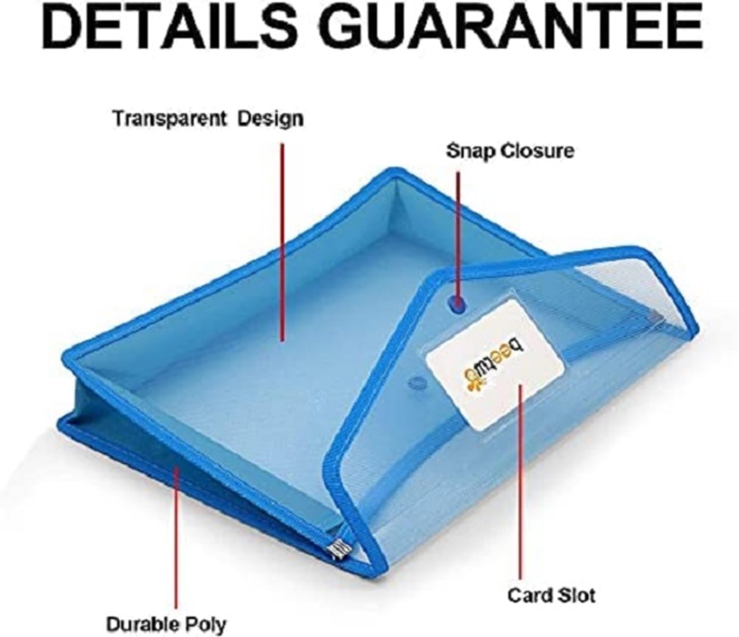 FEDUS Document Holder Envelope Folder,File Storage Bag with Snap Button Transparent Plastic File for documents File Holder/Document Folder for Certificates Legal Documents Organizers,Pack 1 Black 4