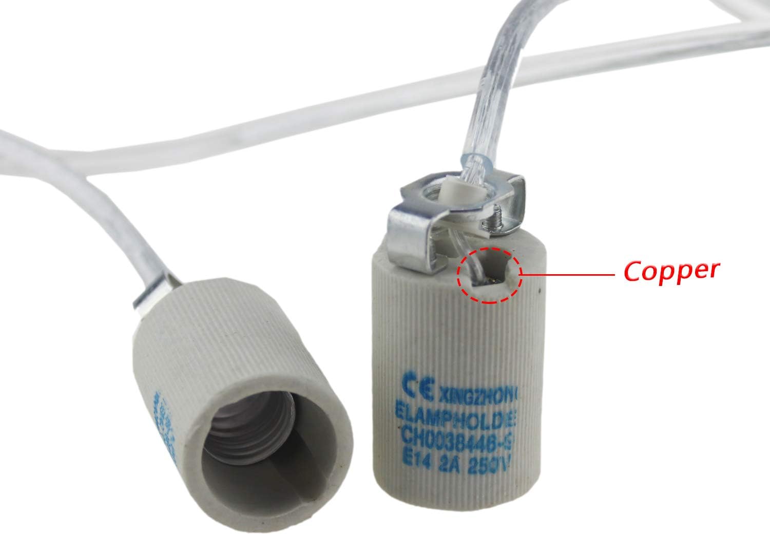 ❤ Crazy Deals 10pcs Ceramic Standard Medimun Screw Base Socket E14 Bulb Holders With Wire for Hot Halogen Bulb (E14 10pcs)