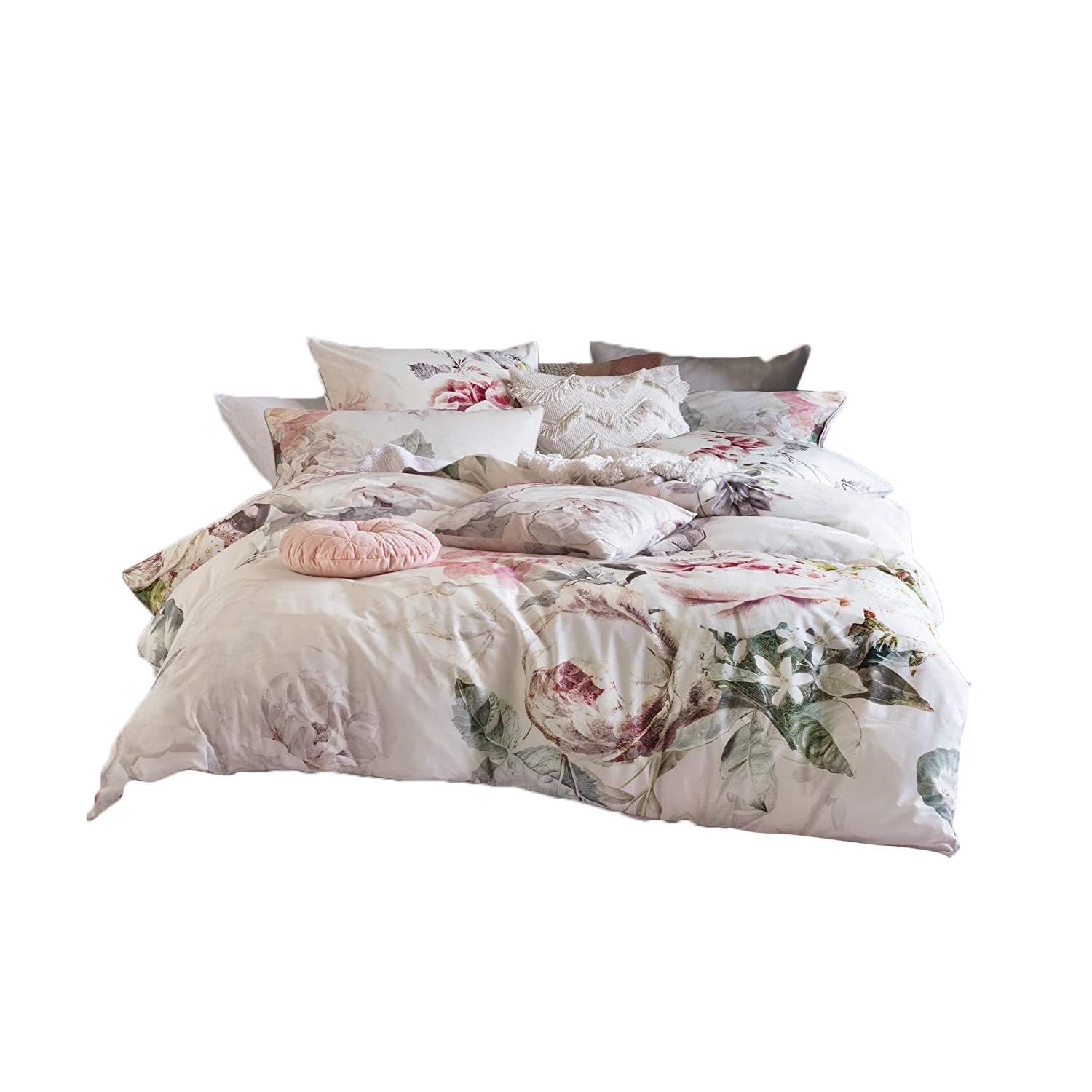 B&Q -  Sansa Cotton Printed Floral Pillowcase Pair
