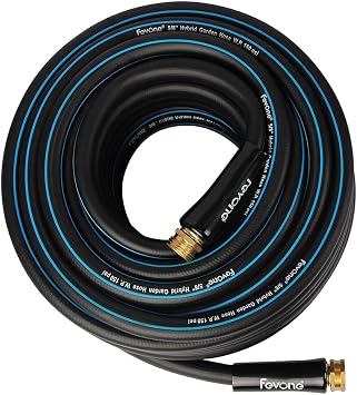 FEVONE 25 ft x 5/8 in Garden Hose, Kink-Free Flexible Water Hose, Heavy Duty Hybrid Polymer Hose with Solid Brass Fittings, Leak-Free, 600 PSI
