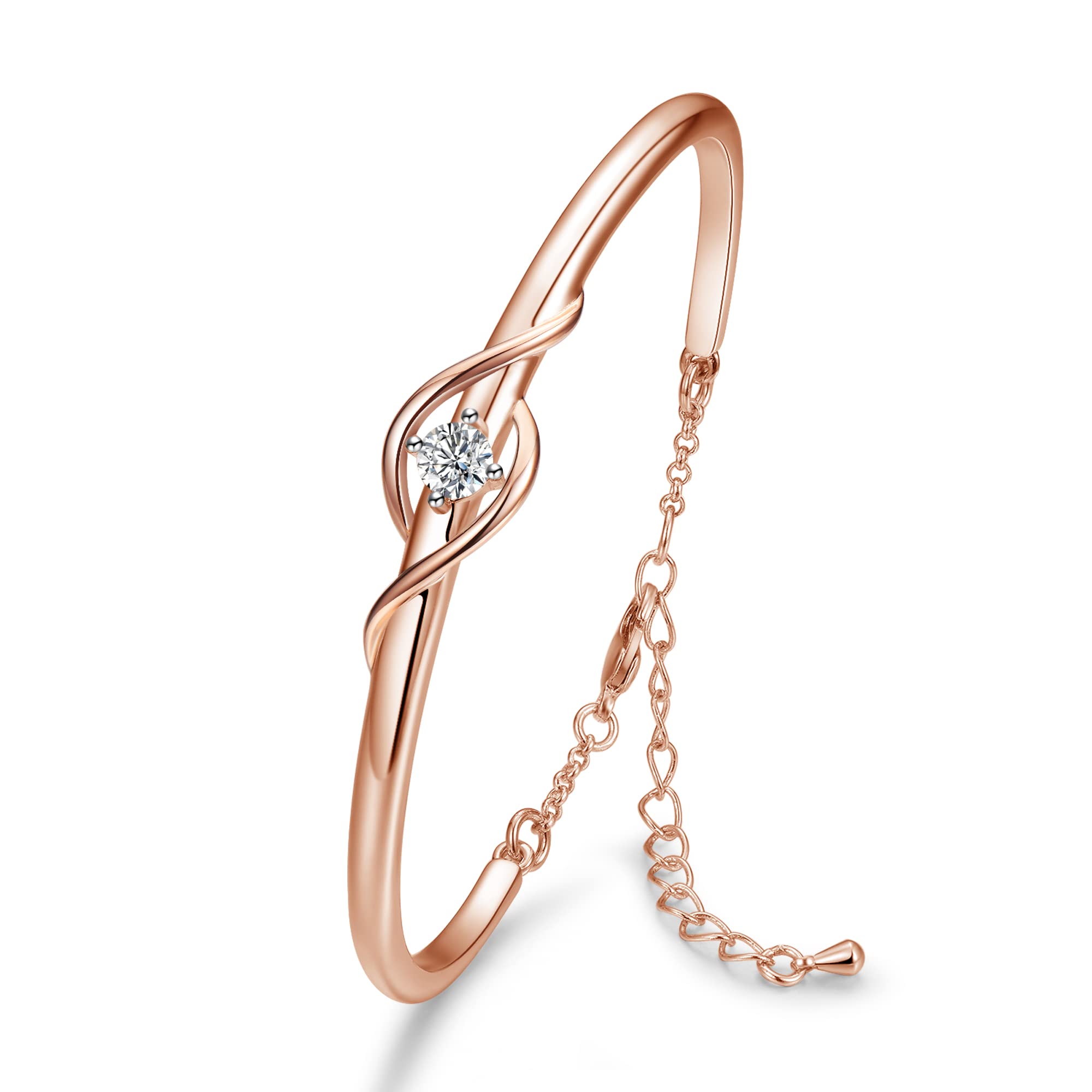 Praelinos Guardián del Amor Corazón Pulsera para Mujer Chapado en Oro Blanco 5A Zirconia Cúbica Joyería Para Regalo Para Esposa Mama Novia Cumpleaños Navidad Aniversario San Valentín