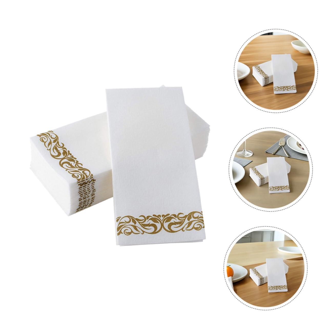 75 Stück Bedruckte Papierservietten Fach Gefaltet Elegante Europäische Stil Servietten mit Goldmuster für Hochzeiten Partys und Alltagsgebrauch