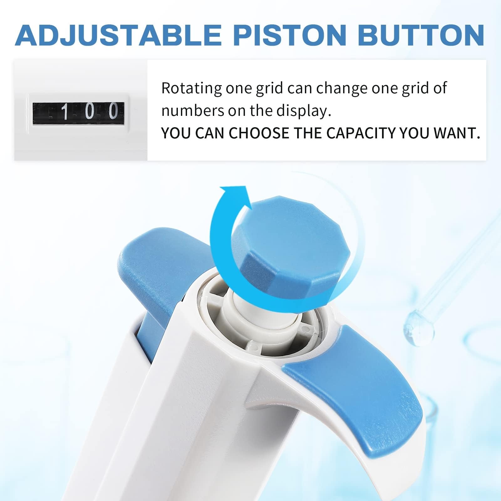 Cuentagotas de pipeta, volumen ajustable manual, alta precisión, 0.1-2.5ul a 500-5000ul, mini pipetas para uso en laboratorio
