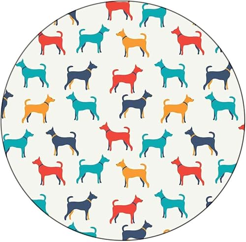 Miniatura 9 de Mantel redondo, mantel para amantes de los perros, para mesa auxiliar, marcas de patas y huesos de elementos caninos frescos, se ajusta a mesas