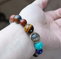 Vista 34 de Precious Gemstone Natural Crystal Healing Bracelet, Rutilated Quartz, Moonstone, Quartz Handmade Original Design Bracelet