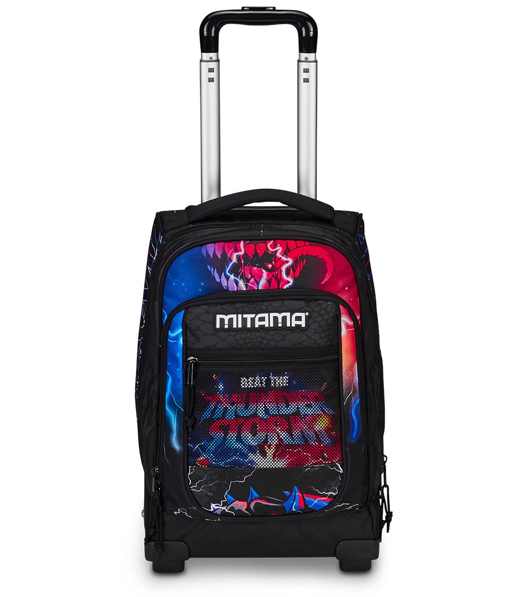 Mitama Trolley DR Junior Scuola Road To Win,Con Mega Scomparto e Doppia Maniglia, Nero e Rosso, Scuola Elementare e Tempo Libero, Bambino Ragazzo