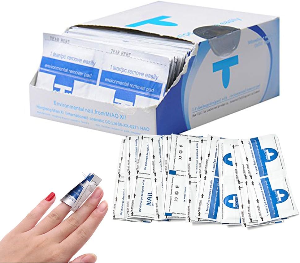 Nail Polish Remover Wraps, TRUBUY 200 Pcs Acetone Acrylic Foil Wipe UV Gel Nail Polish Remover Pads Soak Off Shellac Nail Varnish Removal Tool