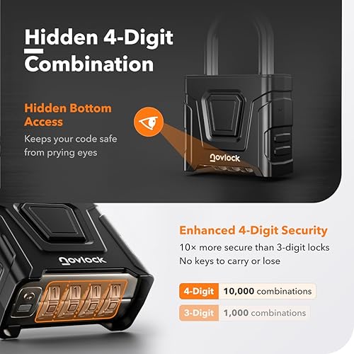 Miniatura 7 de Candado de combinación para exteriores, resistente, grande, resistente a la intemperie con código, para puertas, vallas, cobertizos, taquillas,