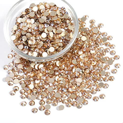 Image of Beadsland Flatback Rhinestones Bulk,14400pcs Gold Rhinestones for Nails Crafts Clothes DIY Decoration, Golden Shadow, SS20, 4.6-4.8mm | Flatback Glass Gems for Nails Crafts Clothes DIY Decoration, Glue Fix, 4.6-4.8mm