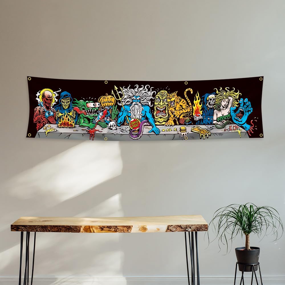 Konern 2x8 ft Santa Cruz Skateboard Banner Last Supper Flag
