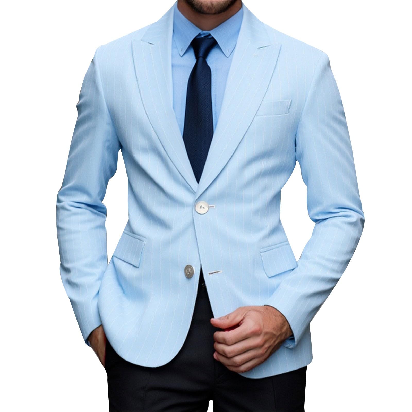 Chaqueta de traje de dos botones para hombre, corte entallado, blazer a