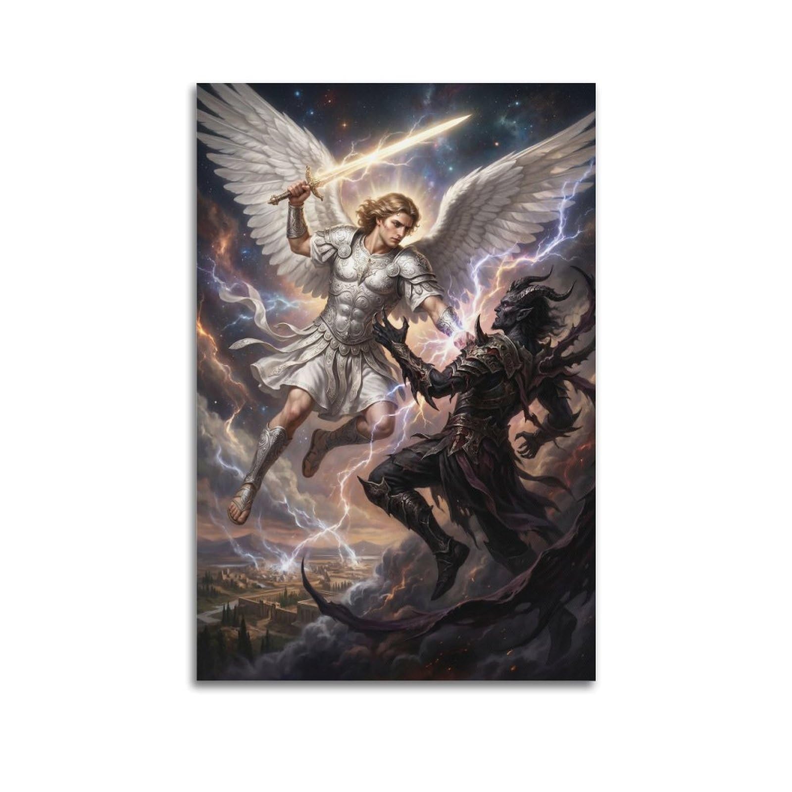 OKNGB Archangel Gabriel Poster Persia Prince Sacred Sword Battle Faith Decorative Painting Canvas Art Picture 24x36inch(60x90cm)