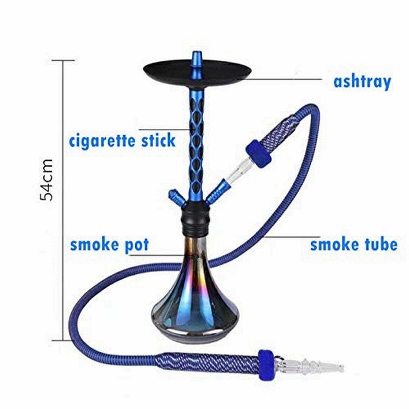 Hookah de doble tubería de doble tubería, conjunto de casquías de gancho de cristal, conjunto de copa de nariz portátil, adecuado para familias, hoteles, bares, club