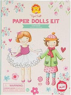 Tiger Tribe: Paper Dolls Kit - Vintage - Design & Dress 2 Paper Dolls, Includes Clothes You Color in, Colored Clothes, Stickers & Colored Pencils