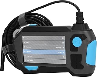 Dual Lens Endoscope, 4.5inch Screen Digital Borescope Video Inspection Camera with 9mm Lens 5m Flexible Cable 8 LED lights IP68 Waterproof Sewer Camera Video Snake Camera