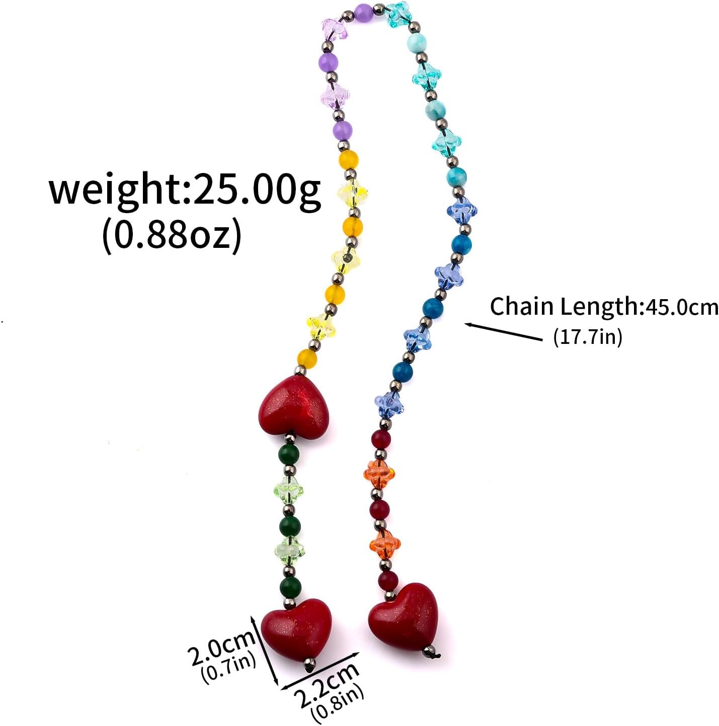 Locus Amoenus Colorful Beaded Heart Bag Charm Iridescent Heart Glass Beads Pendant Y2K for Women Backpack Accessory Gift - Image 3