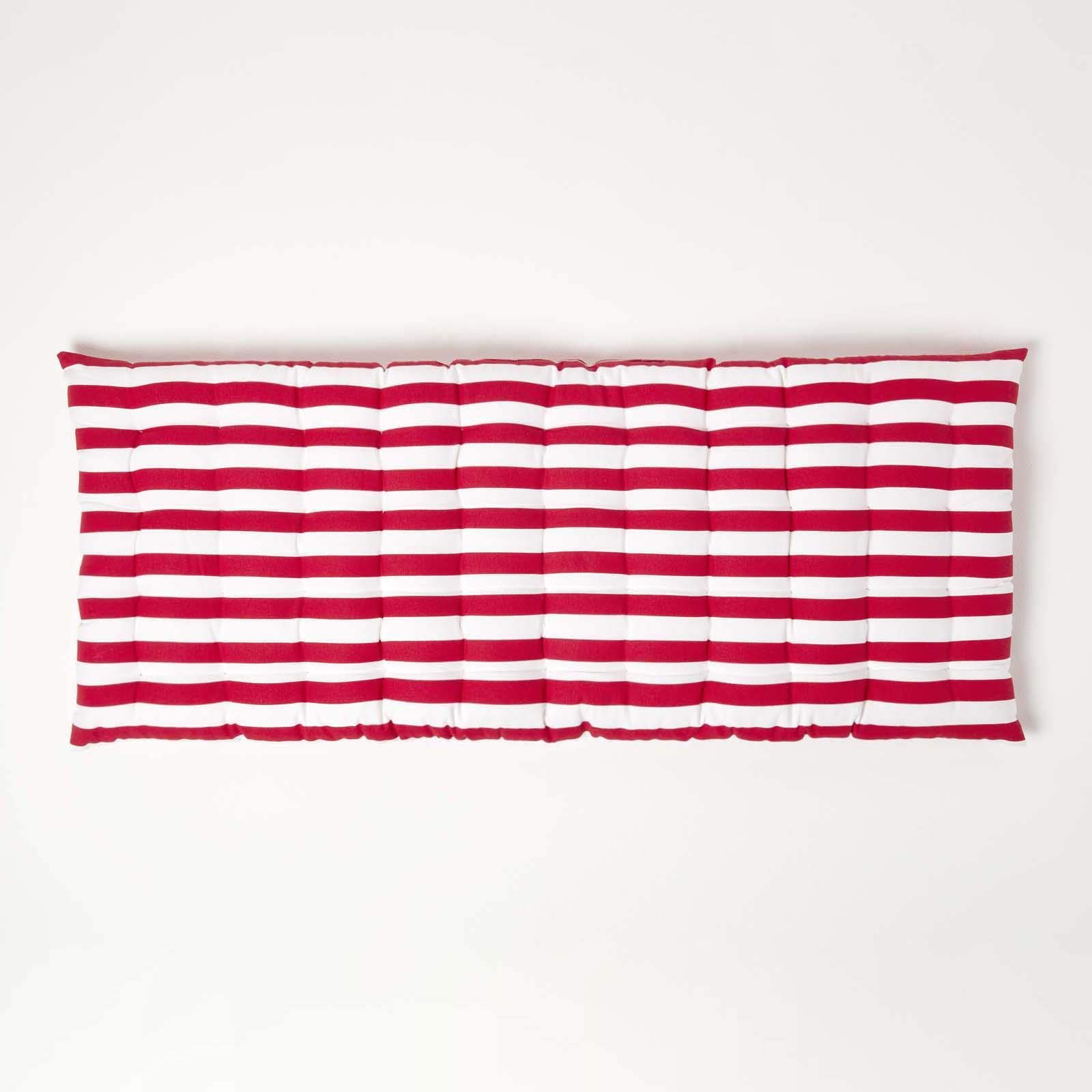 HOMESCAPES Cuscino per panca da giardino, materasso da pavimento, cuscino per panca esterna a 2 posti, cotone, 108 x 42 cm, strisce grigie
