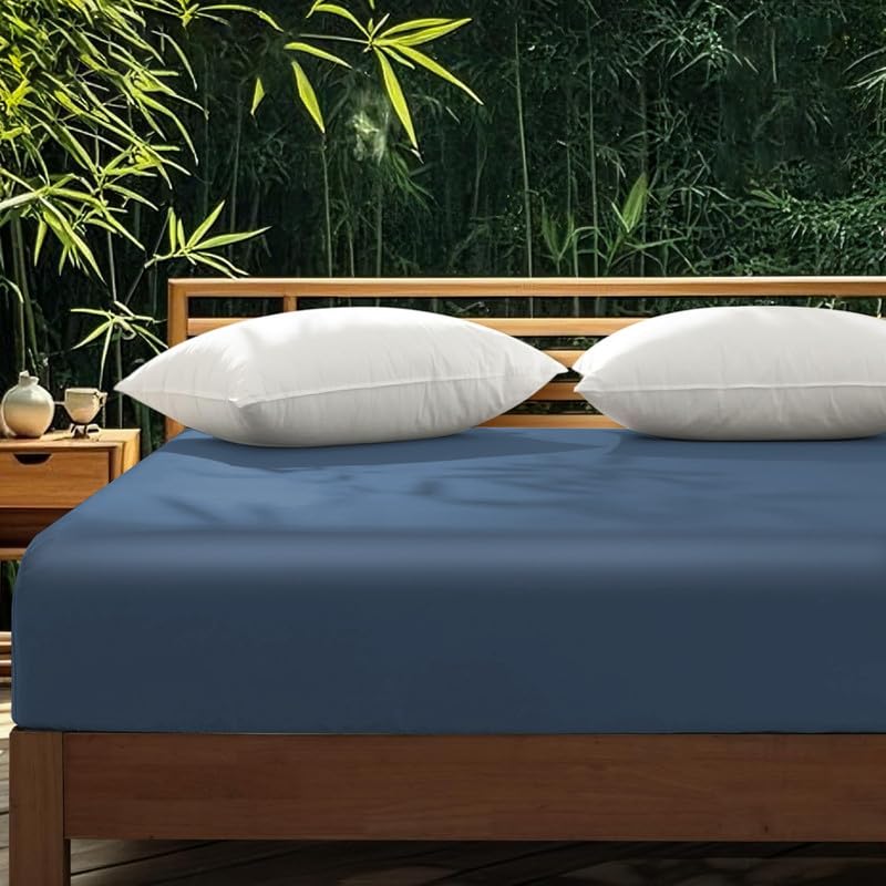 Gezu Sábana bajera ajustable de 200 x 200 cm, satén Mako, color azul petróleo, hipoalergénica, de algodón con certificado Öko-Tex, sábana bajera de 200 x 200 cm, sábana bajera de algodón para colchón