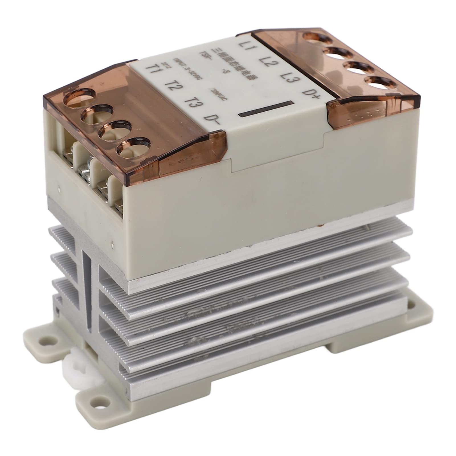 SEAFRONT Relè SSR a Stato Solido con Radiatore 3-32VDC Tensione di Controllo 24-380VAC Tensione di Carico CC a AC SSR 3 Fasi Relè a Stato Solido Uscita AC Guscio Bianco relè SSR per (TSR-15DA-S)