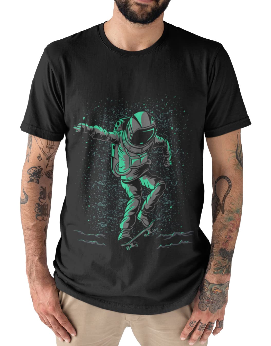 MATXSO·MAXMen's Graphic Tees Astronaut T-Shirts - Cool Design Graphic T Shirts for Men