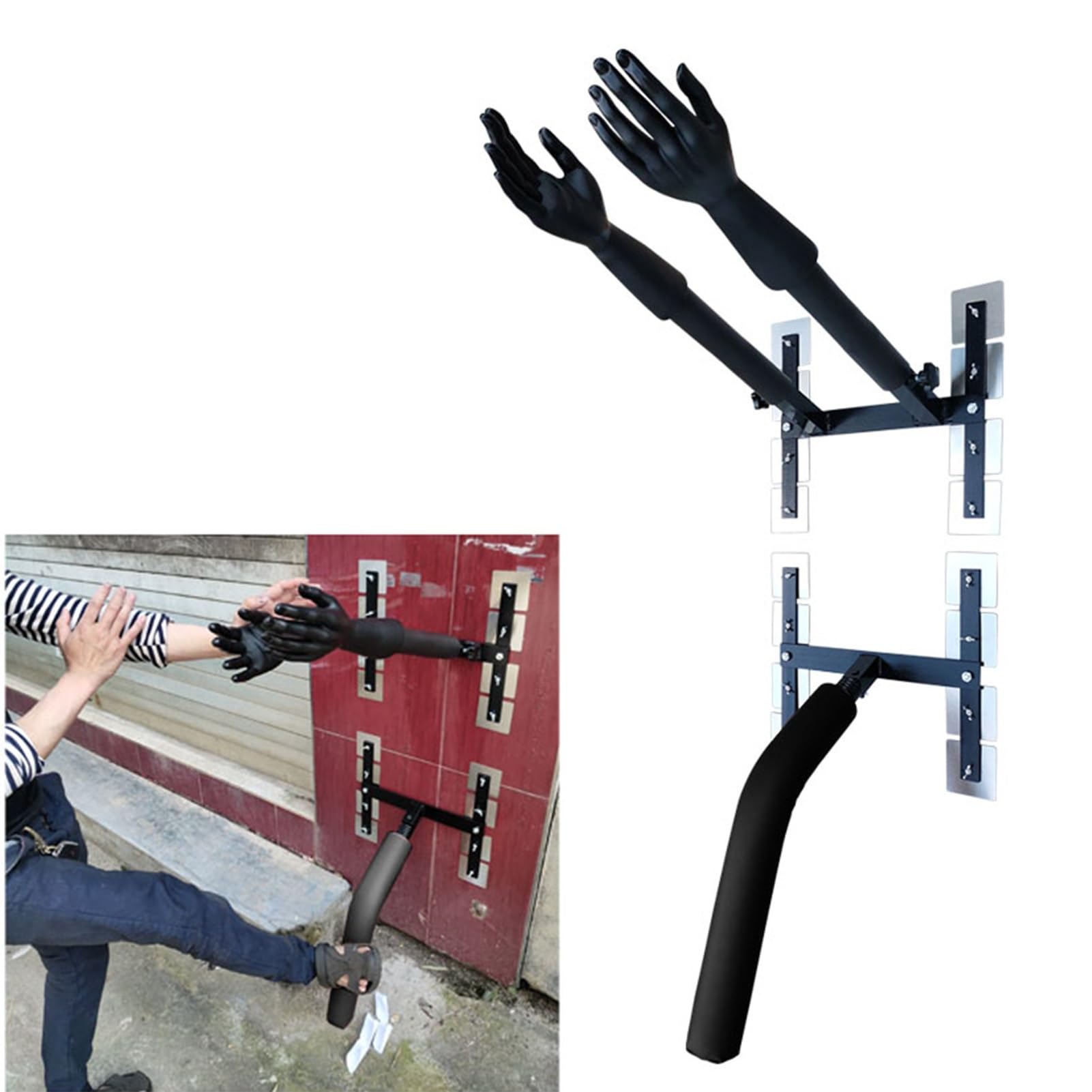 Wing Chun Dummy Wooden Man Pile, Wall Mounted Home Martial Arts Training Device, Adjustable Hand Shape Plastic Man Training Target