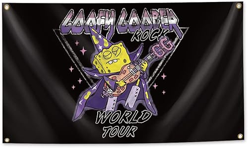 Miniatura 1 de XAXUOI Rock World Tour - Bandera divertida de 3 x 5 pies con ojales de latón. Esta hermosa bandera de entretenimiento para decoración de dormitorio
