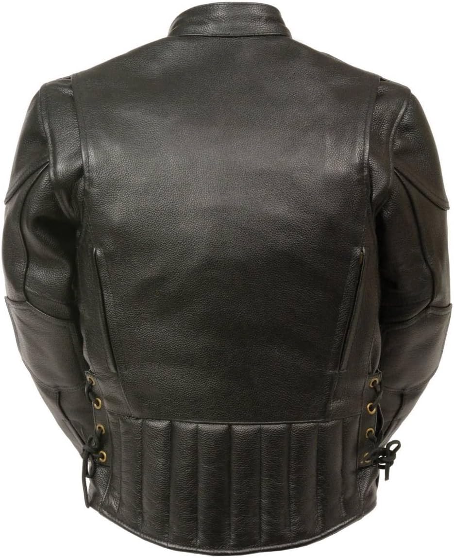 Milwaukee Leather LKM1900 Boy's Black Leather Side Lace Vented Moto Jacket