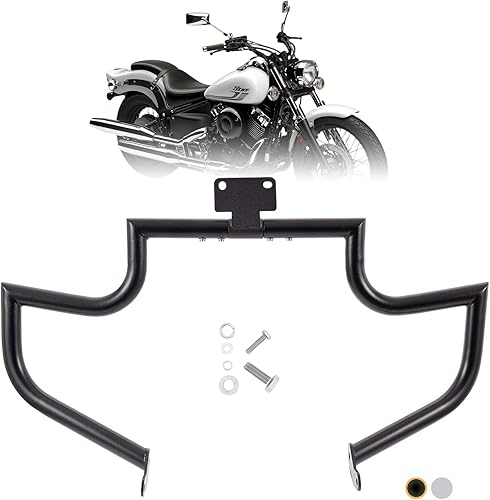 Kinglemc Barra de Choque Protector de Motor Barra de Carretera para Yamaha VStar V-Star Dragstar XVS 400 650 (Negro)