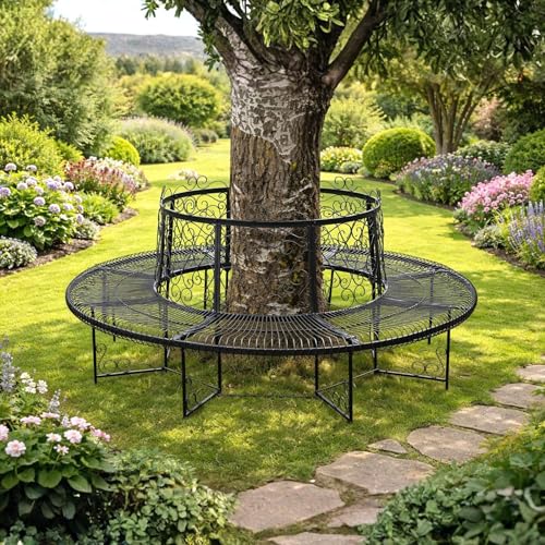 Rundbank XXL D-200cm aus Metall Bank Baumbank Sitzbank Gartenbank Schmiedeeisen - 4