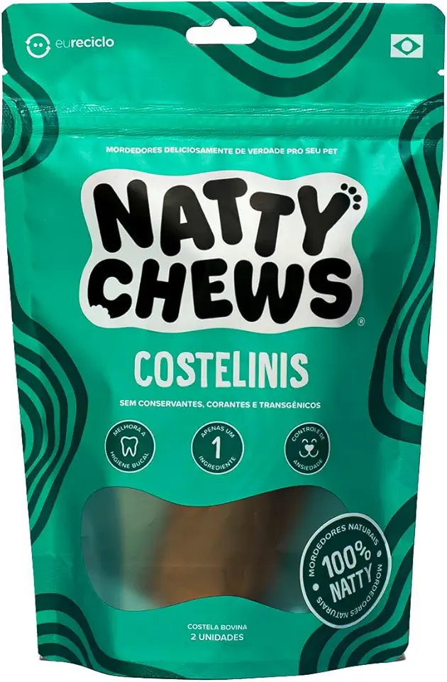 Mordedor Costela Bovina Natural Para Cães Costelinis Natty Chews - 2 Unidades
