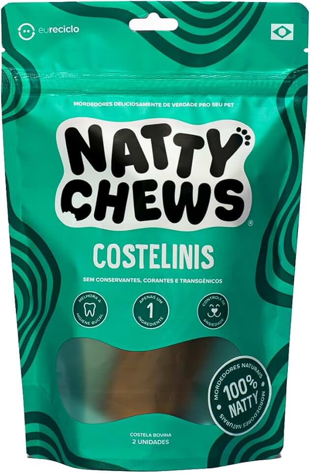 Mordedor Costela Bovina Natural Para Cães Costelinis Natty Chews - 2 Unidades