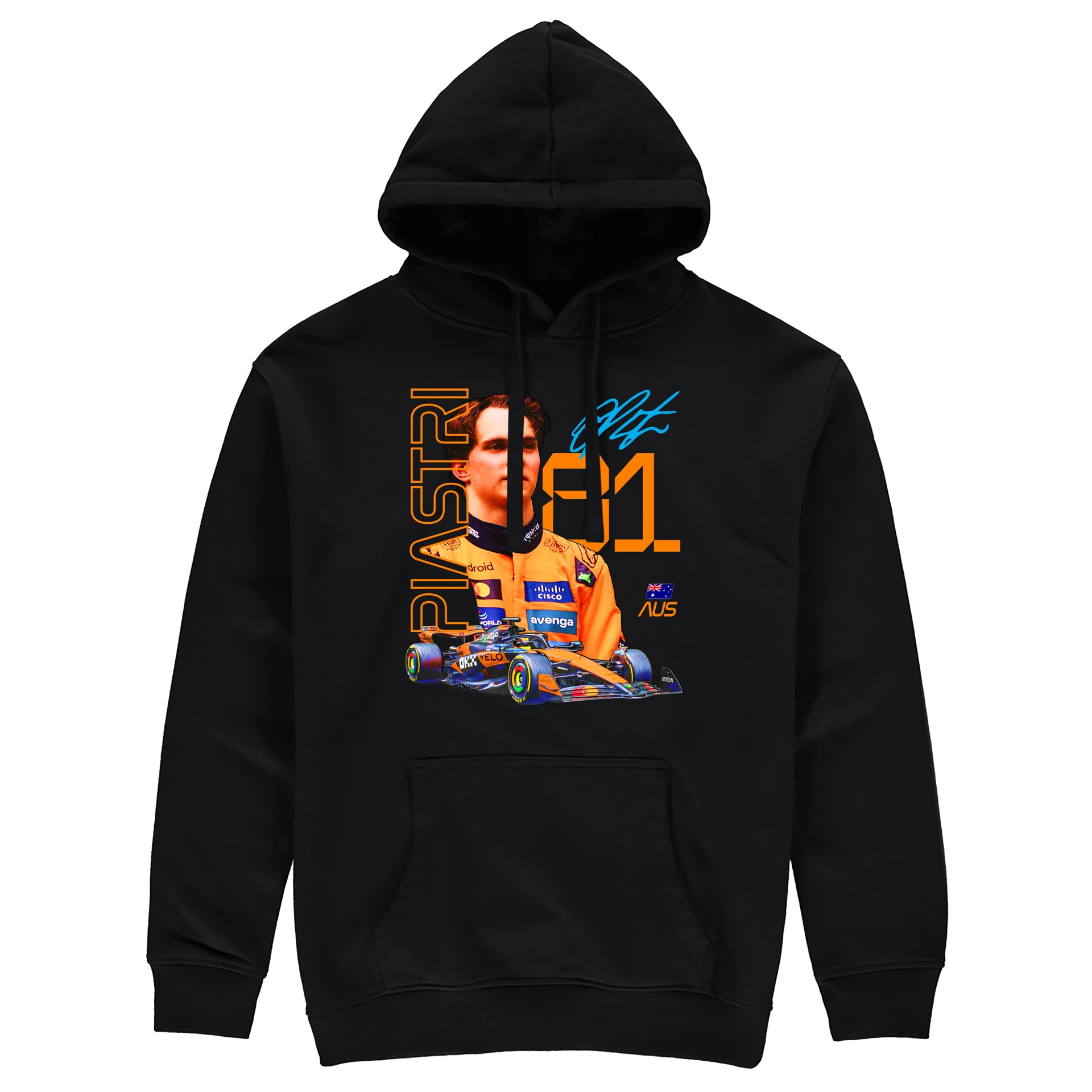 Partisan Piastri F1 Hoodie - Adult (UK, Alpha, XS, Regular, Regular, Black)