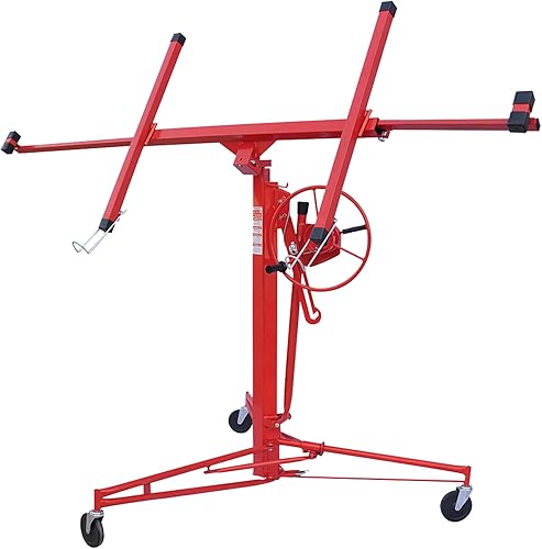 PayLessHere Elevador de paneles de yeso de 11 pies con ruedas giratorias de construcción, elevador de gato de herramientas bloqueable para una fácil