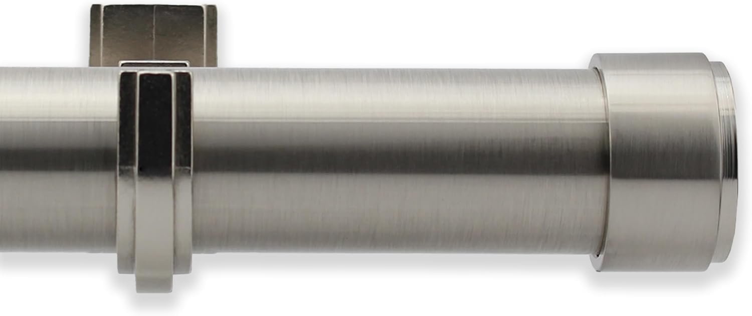 BlastHome™ Luxury 10 ft Custom Curtain Rod – 1 1/4" Large Diameter – Premium Brackets & Endcaps – Nonadjustable Rods Connect for a Seamless Look – Brushed Nickel Finish Brushed Nickel 10 foot