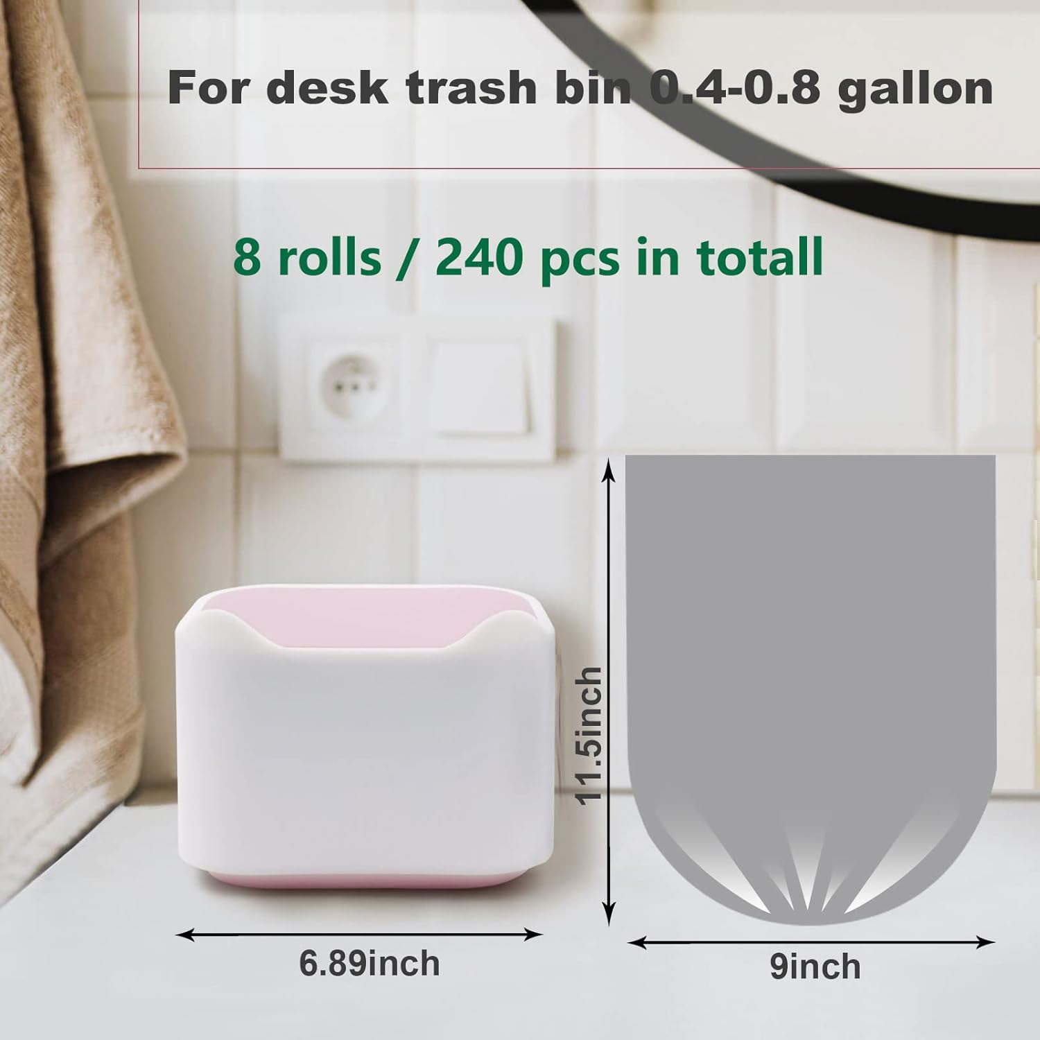 Mini Desk Trash Can with Lid with 330 Pcs Trash Bags