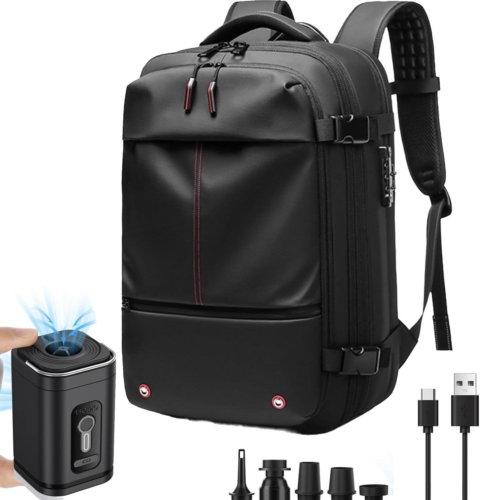 Vacpack Mochila de 60 L con compresión al vacío, mochila de viaje con sistema de vacío, impermeable y antirrobo