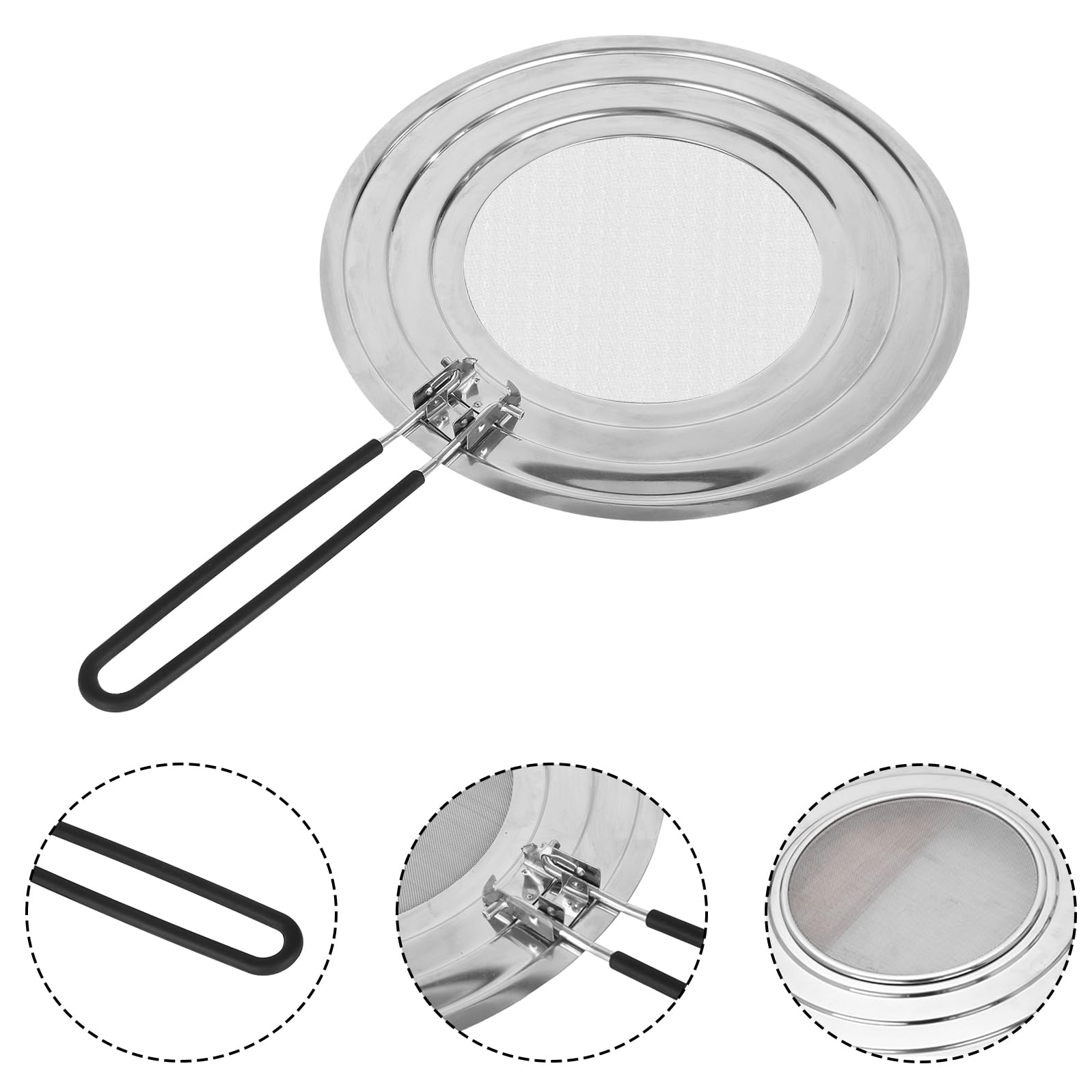 Protection Anti-Éclaboussures Poêles 30cm - Couvercle Inox Avec Poignée Pliante, Anti Graisse Cuisine