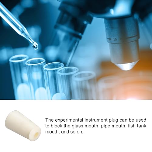 Miniatura 3 de Tapones de goma sólida de laboratorio perforados de silicona, para puertos de vidrio, bocas de tubería - 0.591-0.748 inbeige2 piezas