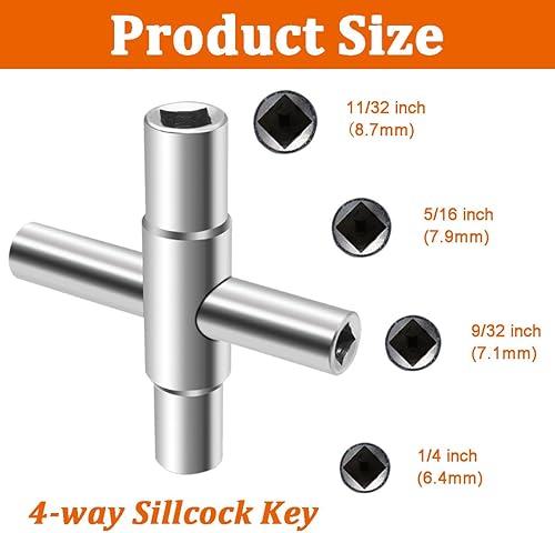 Miniatura 2 de Llave de agua multifuncional de 4 y 6 vías, 2 piezas, llave de agua de acero plateado, kit de llaves de utilidad para grifo, espitas y válvula O-089