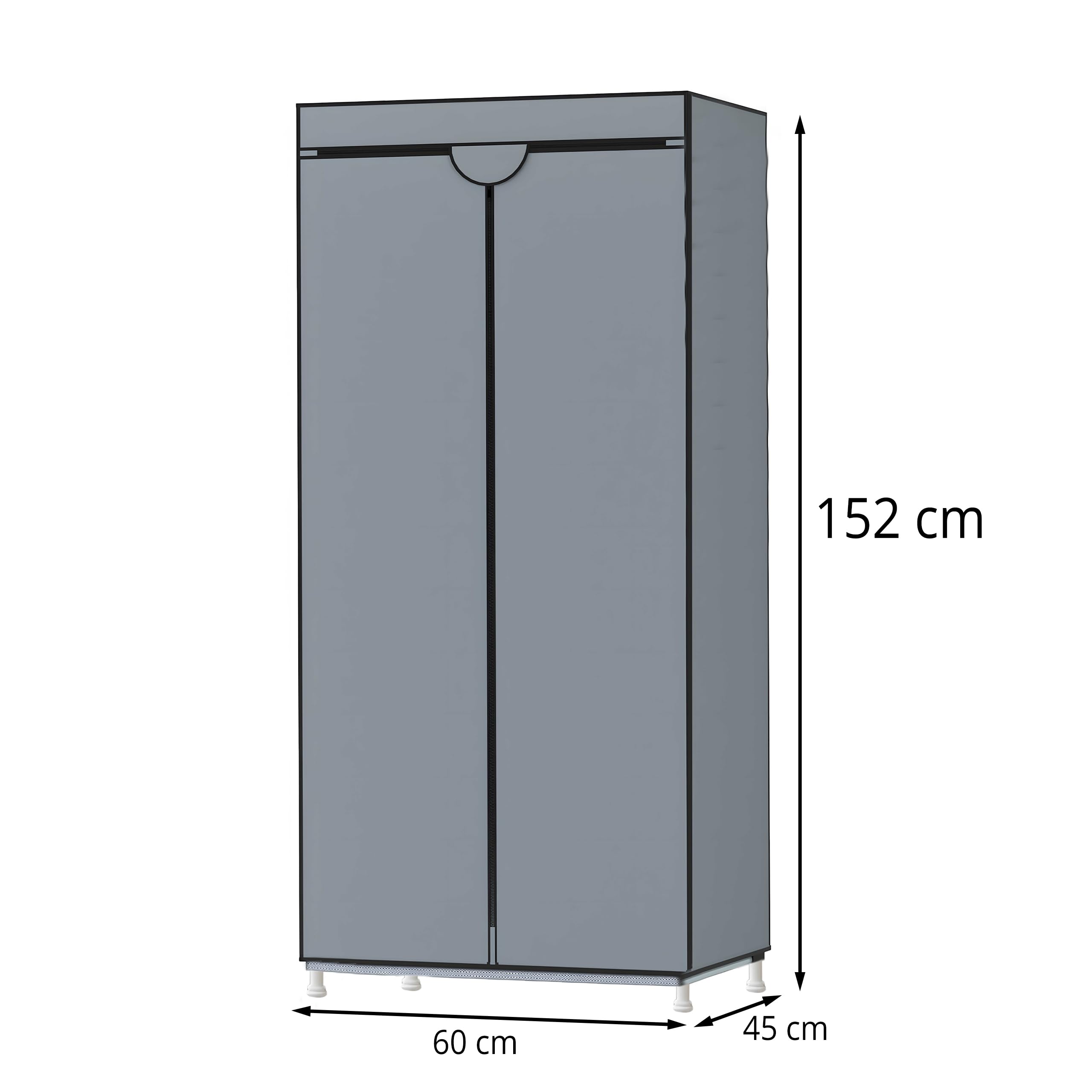 Retoo Kleiderschrank Aus Stoff, Stoffkleiderschrank, Faltschrank, Reißverschluß, Stoff, Kleiderständer, Aufbewahrung für Taschen, Spielzeug,Schuhe Graue, Farbe