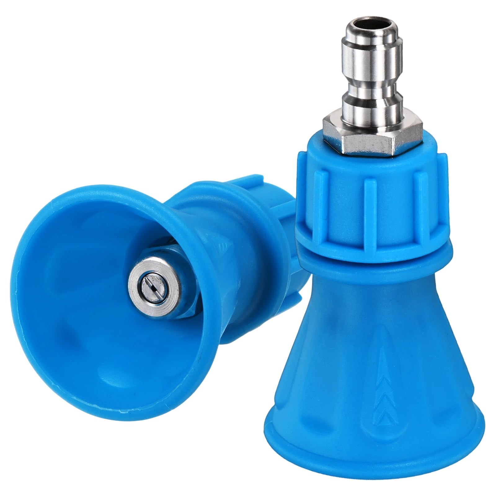 M METERXITY 2-Pack Pressure Washer Nozzle Guard, 40 Degree Power Washer Nozzle with Rubberized Protection for High Efficiency Cleaning, 1/4" Quick Connect, Orifice 2 [Blue]