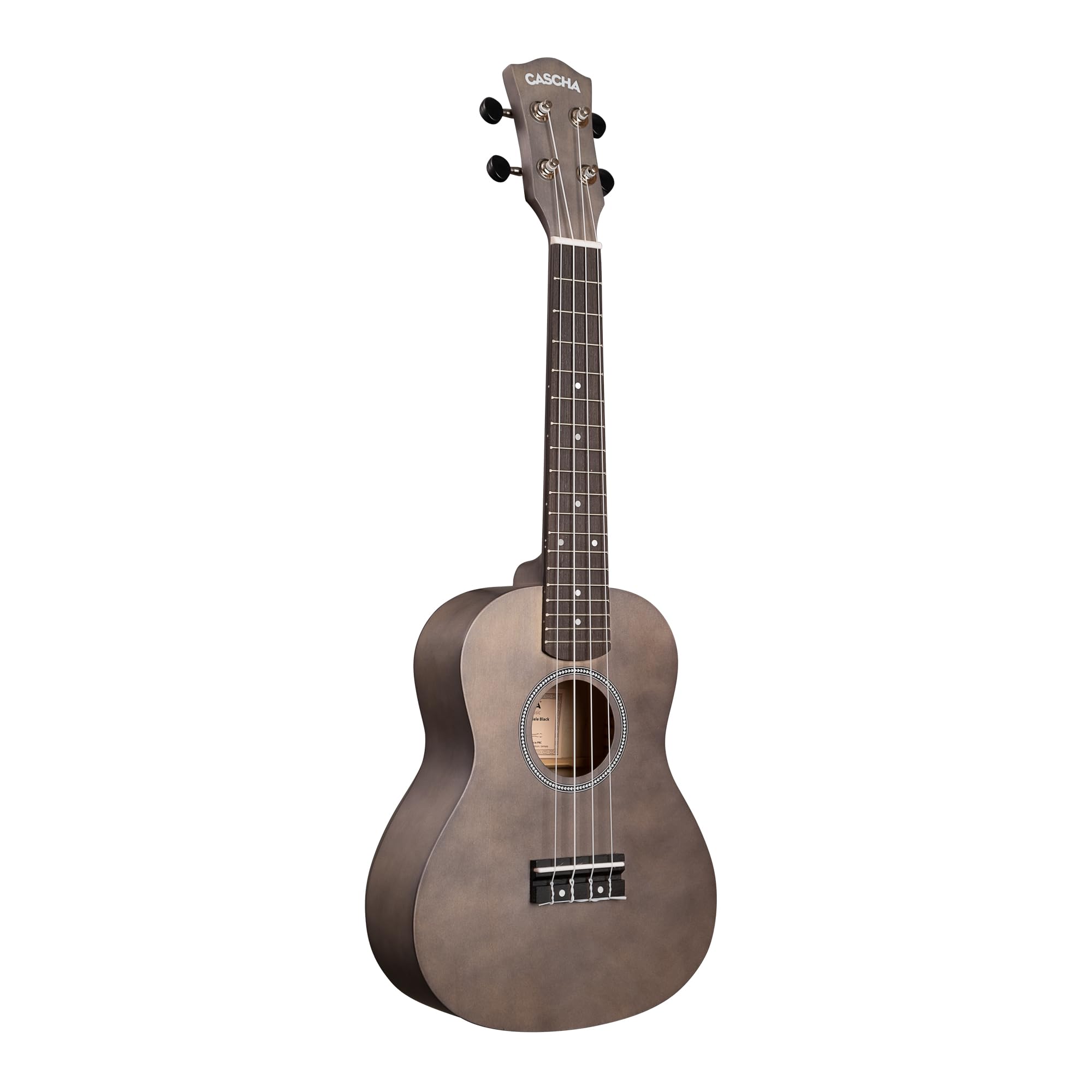 Concert - Ukulele in tiglio, con custodia, 3 plettri, colore: Nero